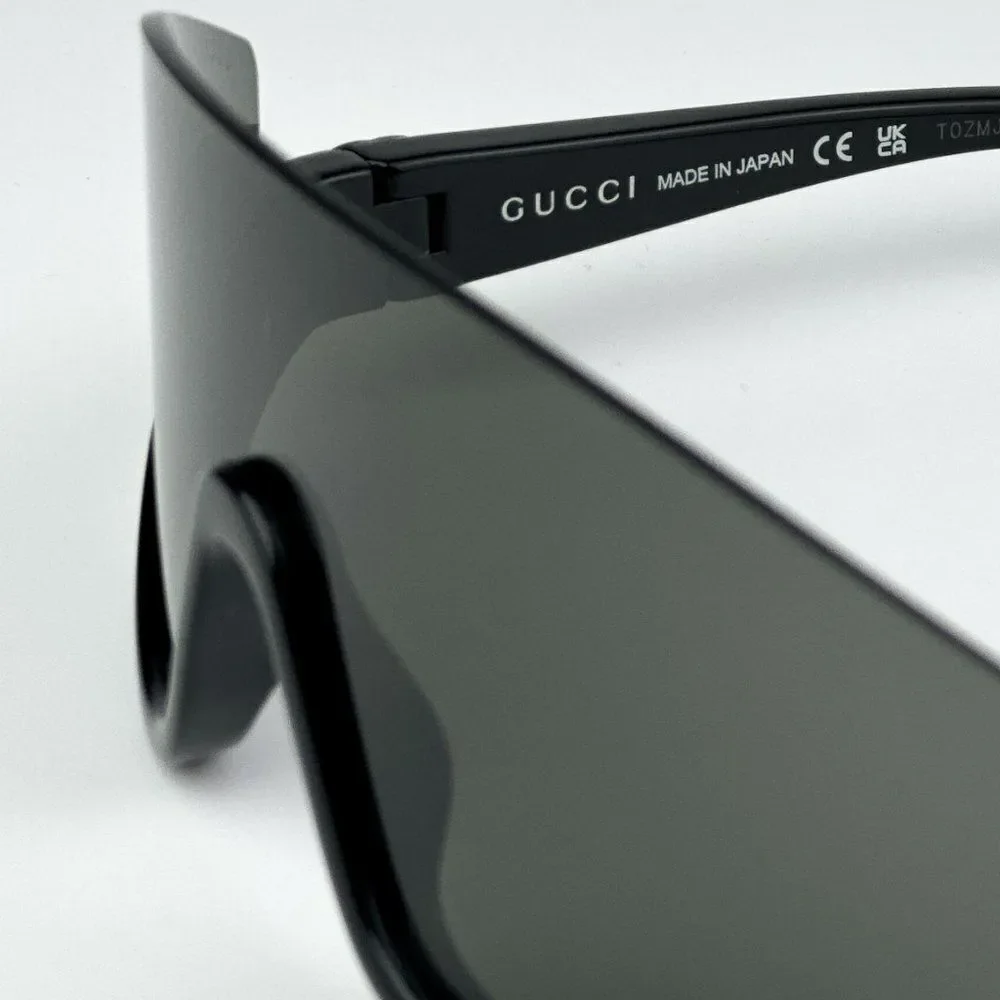 NEW Gucci GG1650S 001 Black Grey Unisex Shield Mask Sunglasses GG 1650S